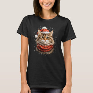 Fröhliche Weihnachten Lustiger Weihnachtsmann Katz T-Shirt
