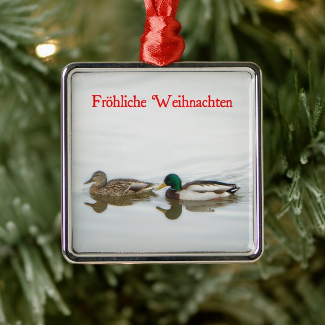Frohliche Weihnachten - Mallards Silbernes Ornament (Baum)