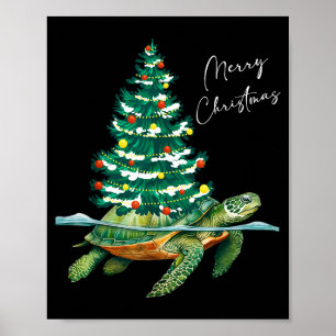 Fröhliche Weihnachten Meeresschildkröte Xmas Baum  Poster