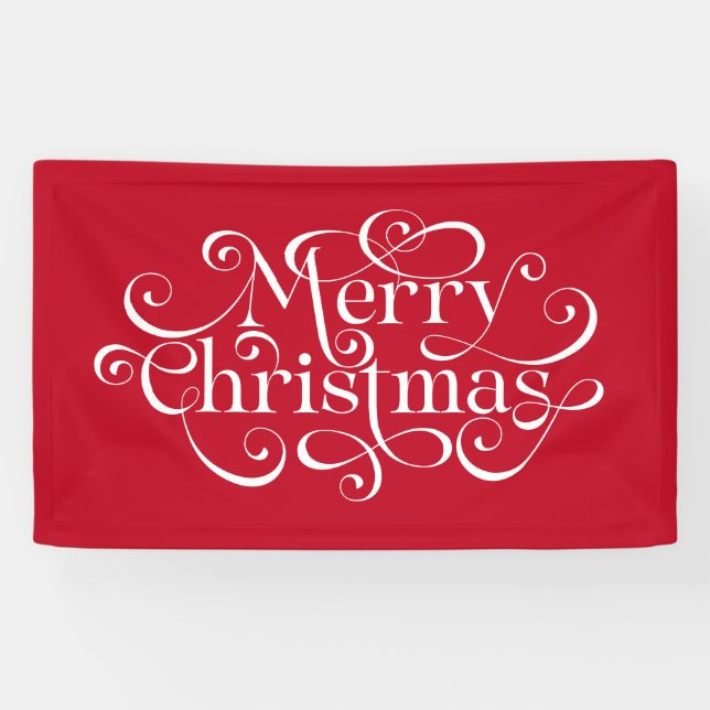 Fröhliche Weihnachten mit Curlingdesign Banner (Horizontal)