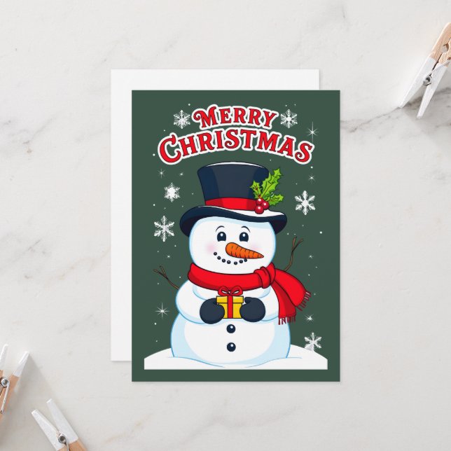 Fröhliche Weihnachten mit einem magischen Schneema Einladung (Vorderseite/Rückseite Beispiel)
