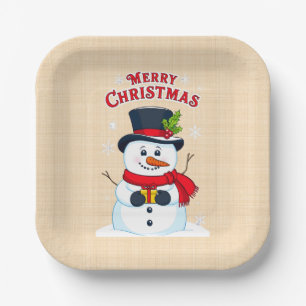 Fröhliche Weihnachten mit einem magischen Schneema Pappteller