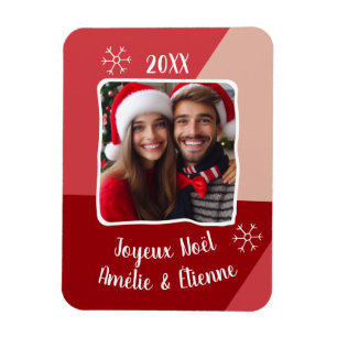 Fröhliche Weihnachten mit Foto French Christmas Cu Magnet