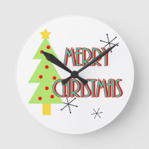 fröhliche Weihnachten Mitte des Jahrhunderts moder Runde Wanduhr