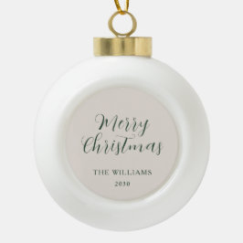 Fröhliche Weihnachten Modernes Drehbuch Beige Gree Keramik Kugel-Ornament