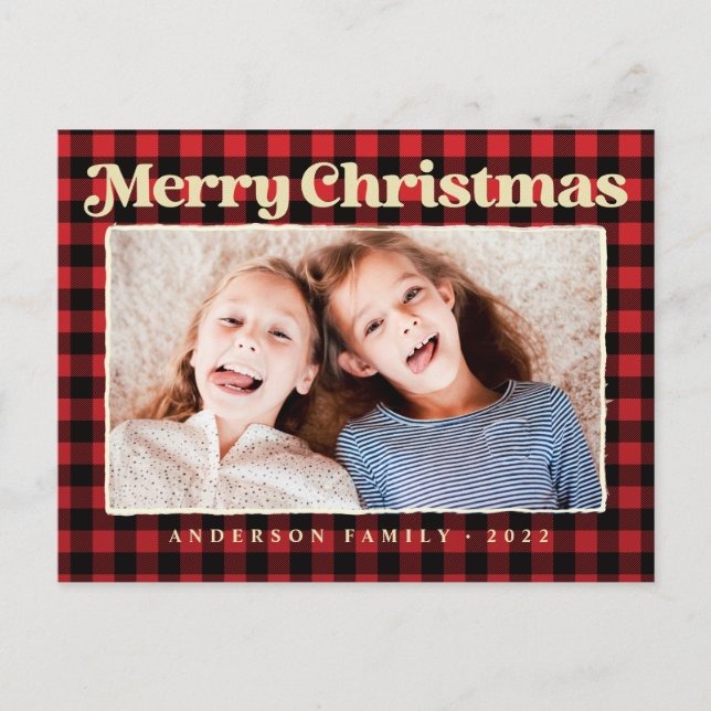 Fröhliche Weihnachten Modernes Kariertes Muster Fa (Vorderseite)