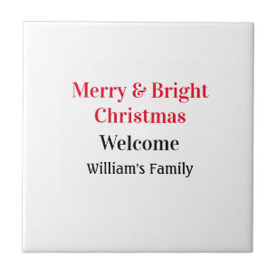 Fröhliche Weihnachten Name der Familie Willkommen Fliese