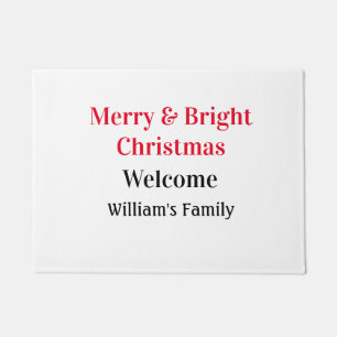 Fröhliche Weihnachten Name der Familie Willkommen  Fußmatte