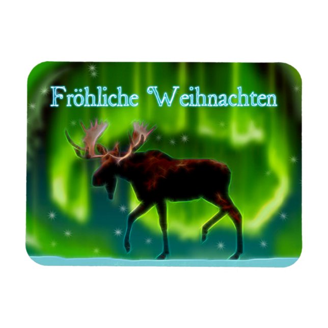 Frohliche Weihnachten - Nordlichtmoose Magnet (Horizontal)