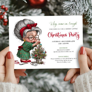 Fröhliche Weihnachten Oma Süße Cartoon-Party-Einla Einladung