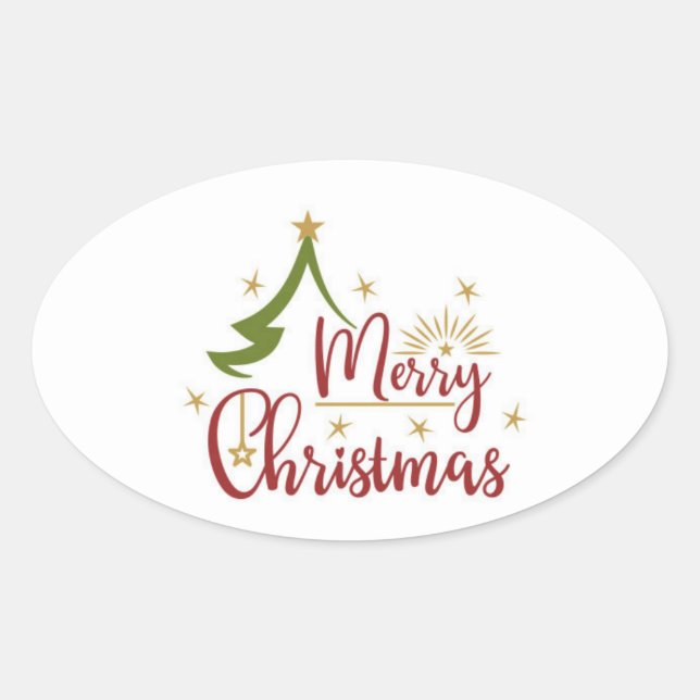 fröhliche Weihnachten Ovaler Aufkleber (Vorderseite)