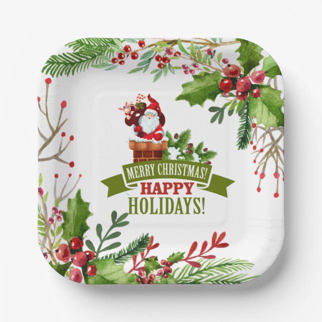 Fröhliche Weihnachten Pappteller (Vorderseite)