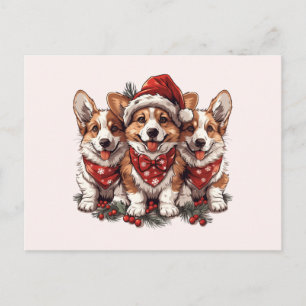 Fröhliche Weihnachten Pembroke Welsh Corgi Welpen Postkarte