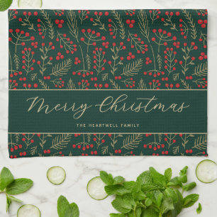 Fröhliche Weihnachten Personalisierte dunkle Botan Geschirrtuch