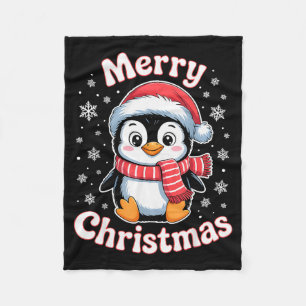 Fröhliche Weihnachten Pinguin Süße Santa Hut Schne Fleecedecke