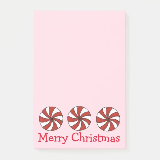 Fröhliche Weihnachten Pink Pfefferminz Minze Hard  Post-it Klebezettel (Vorderseite)
