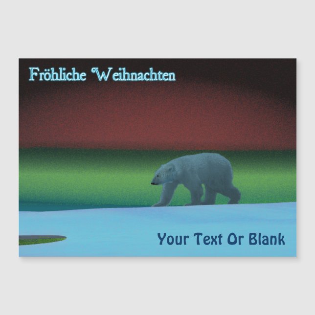 Fröhliche Weihnachten - Polar Lights Polar Bear Magnetkarte (Vorderseite)