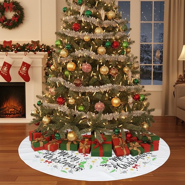 Fröhliche Weihnachten Polyester Weihnachtsbaumdecke (Von Creator hochgeladen)