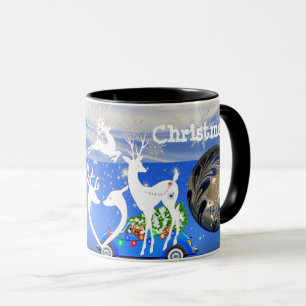 Fröhliche Weihnachten Rentiere Unberührte Schneefl Tasse