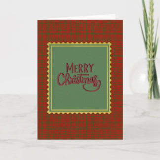 Fröhliche Weihnachten Retro Grün & Rot Kariert