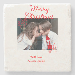 Fröhliche Weihnachten Retro-Weihnachtsbaum Kinderf Steinuntersetzer