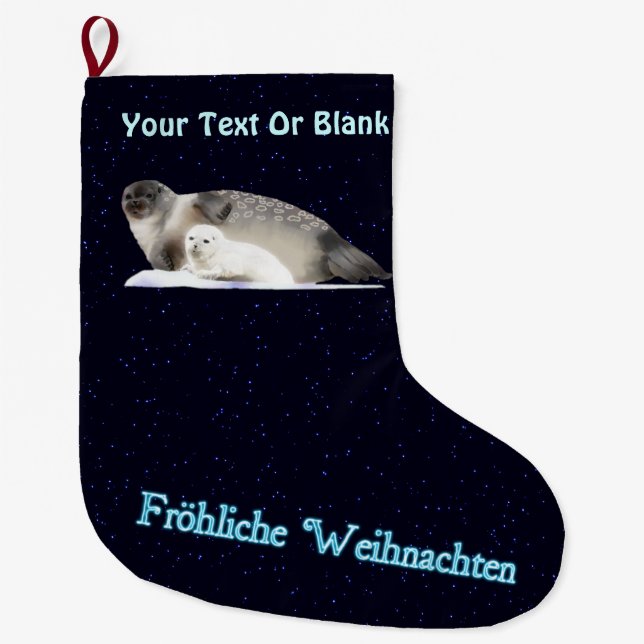 Frohliche Weihnachten - Ringed Siegel Großer Weihnachtsstrumpf (Vorderseite)