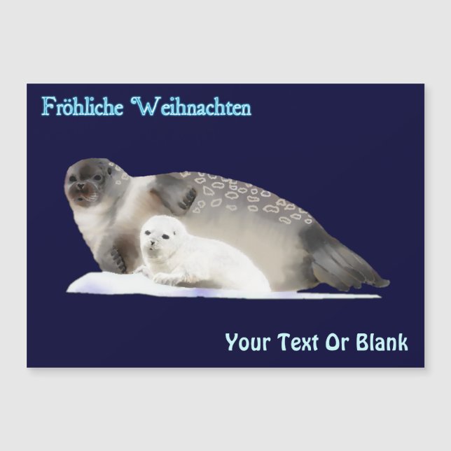 Fröhliche Weihnachten - Ringed-Siegel Magnetkarte (Vorderseite)