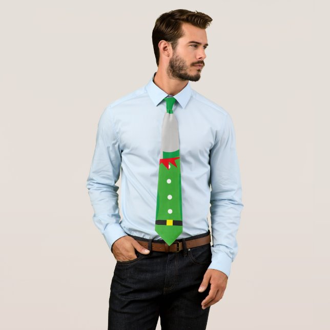 Fröhliche Weihnachten Rot-Grün-Elf-Charakter Krawa Krawatte (Beispiel)