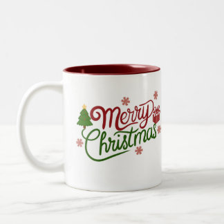 Fröhliche Weihnachten Rot und Grün Festliches Feie Zweifarbige Tasse