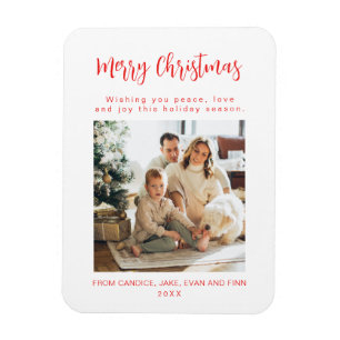 Fröhliche Weihnachten rote Familienfoto-Urlaubskar Magnet