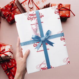 Fröhliche Weihnachten rote handgezeichnete Schleif Geschenkpapier
