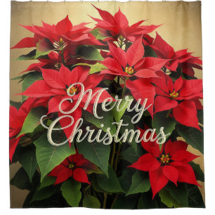 Fröhliche Weihnachten Rote Poinsettien Duschvorhang