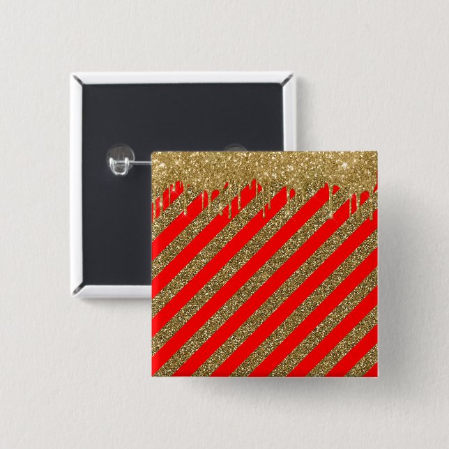 Fröhliche Weihnachten - Roter Glitzer Button (Vorne & Hinten)