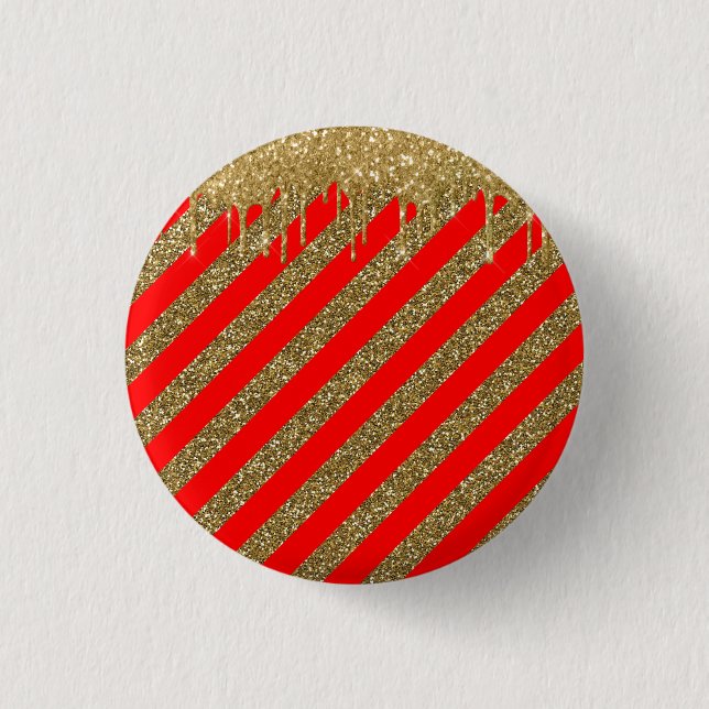 Fröhliche Weihnachten - Roter Glitzer Button (Vorderseite)