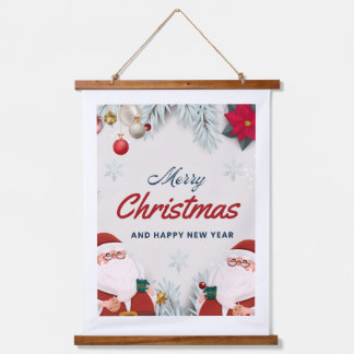 Fröhliche Weihnachten Rotes Ornament mit Gold Wandteppich Mit Holzrahmen