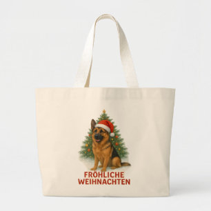 Fröhliche Weihnachten Schäferhund weihnachtshund Jumbo Stoffbeutel