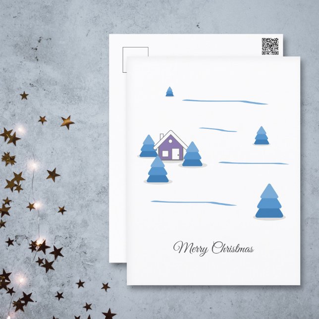 Fröhliche Weihnachten & Schneeerlebnisse Postkarte (Merry Christmas & Snowy Landscape Postcard)