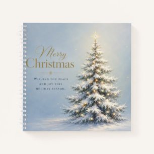 Fröhliche Weihnachten Schneeige Kiefer Notizbuch
