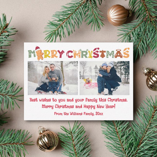 fröhliche Weihnachten Spaß Kalligrafie 2 Fotos Col Mitteilungskarte (Von Creator hochgeladen)