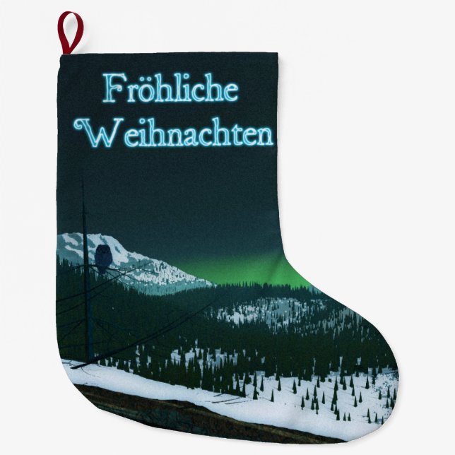Frohliche Weihnachten - Stille Nacht Großer Weihnachtsstrumpf (Vorderseite)