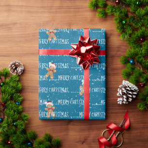 FROHLICHE WEIHNACHTEN Text Mit Weihnachtsmännern A Geschenkpapier