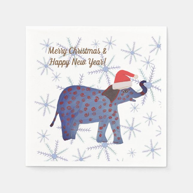 Fröhliche Weihnachten und Glück Neujahr Napkins Serviette (Vorderseite)