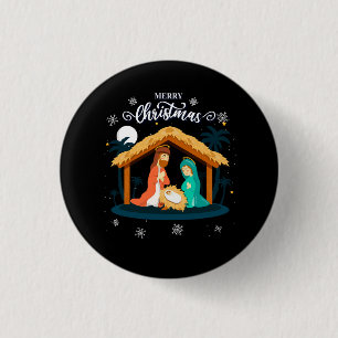 Fröhliche Weihnachten und Krippe Christlicher Glau Button