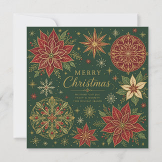 Fröhliche Weihnachten Verzierte Poinsettie-Mandala Karte