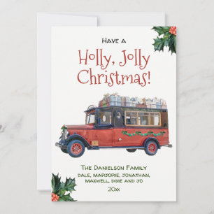 Fröhliche Weihnachten Vintage Roter Bus Weihnachte
