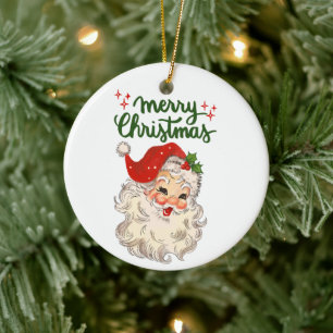 Fröhliche Weihnachten Vintage Weihnachtsmann Feier Keramik Ornament