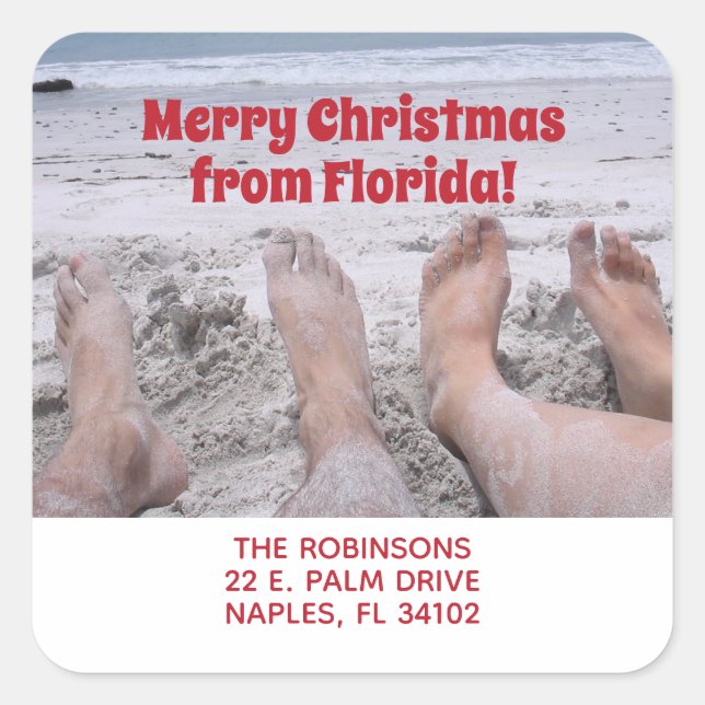 Fröhliche Weihnachten von Florida lustiger Urlaubs Quadratischer Aufkleber (Vorderseite)