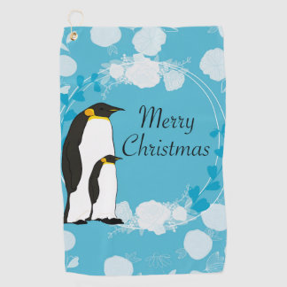 fröhliche Weihnachten, Weihnachten, Pinguin, Blume Golfhandtuch