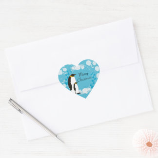 fröhliche Weihnachten, Weihnachten, Pinguin, Blume Herz-Aufkleber