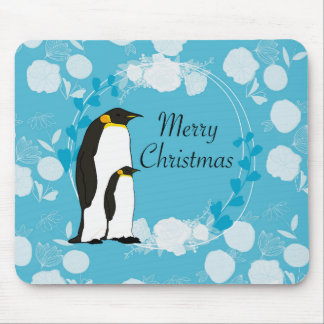 fröhliche Weihnachten, Weihnachten, Pinguin, Blume Mousepad